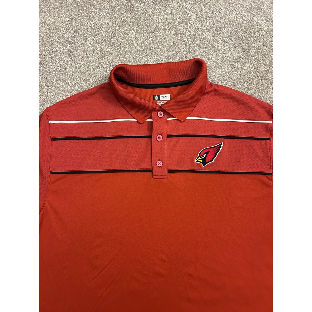NFL Team Apparel Polo Arizona Cardinals Mens XL Red Excellent TX3 Cool Stripe